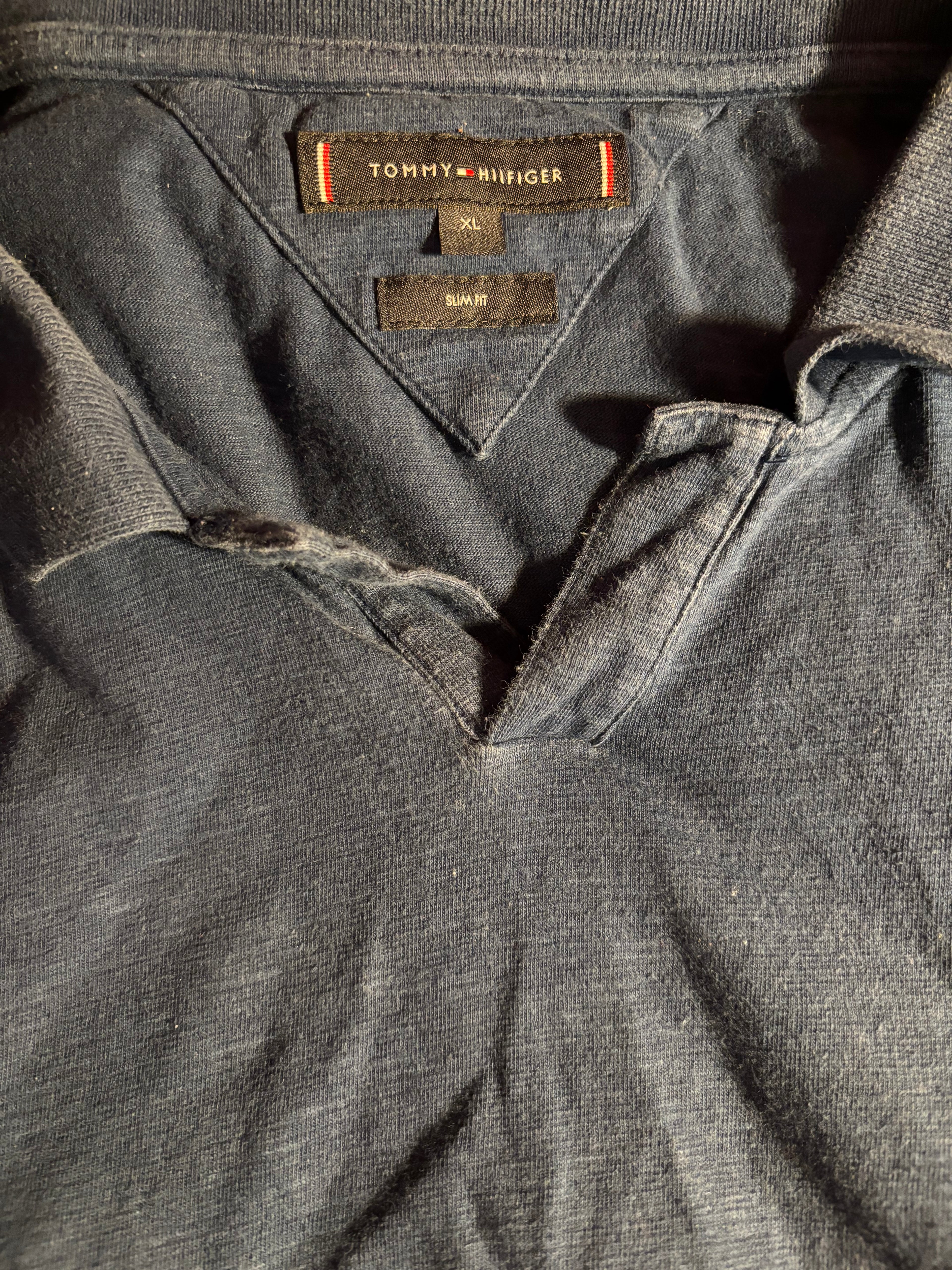 Tommy Hilfiger Polo Shirt – Navy Blue – XL Slim Fit – Second Hand