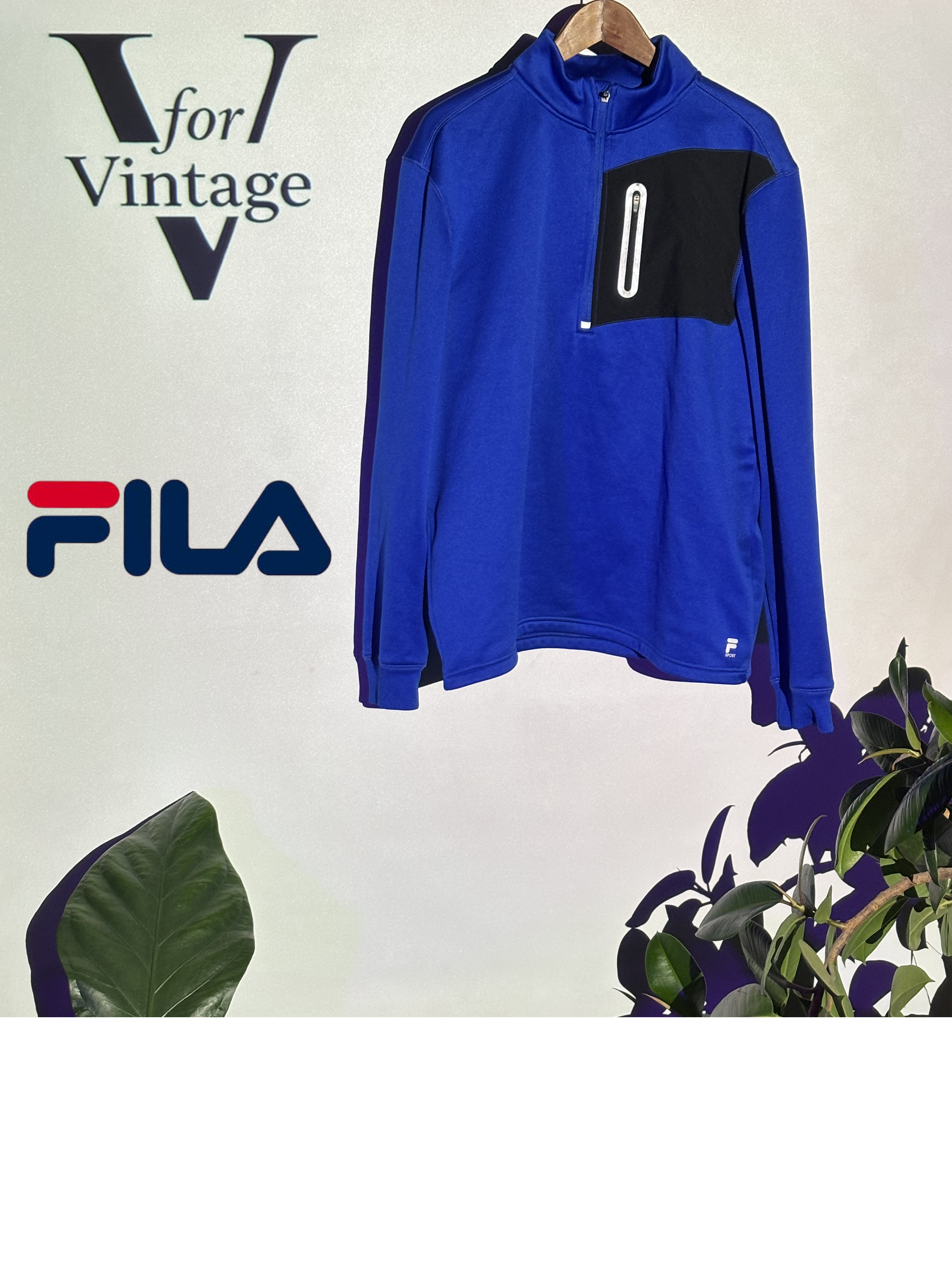 Fila Quarter Zip Pullover – Blue – XL – Second Hand