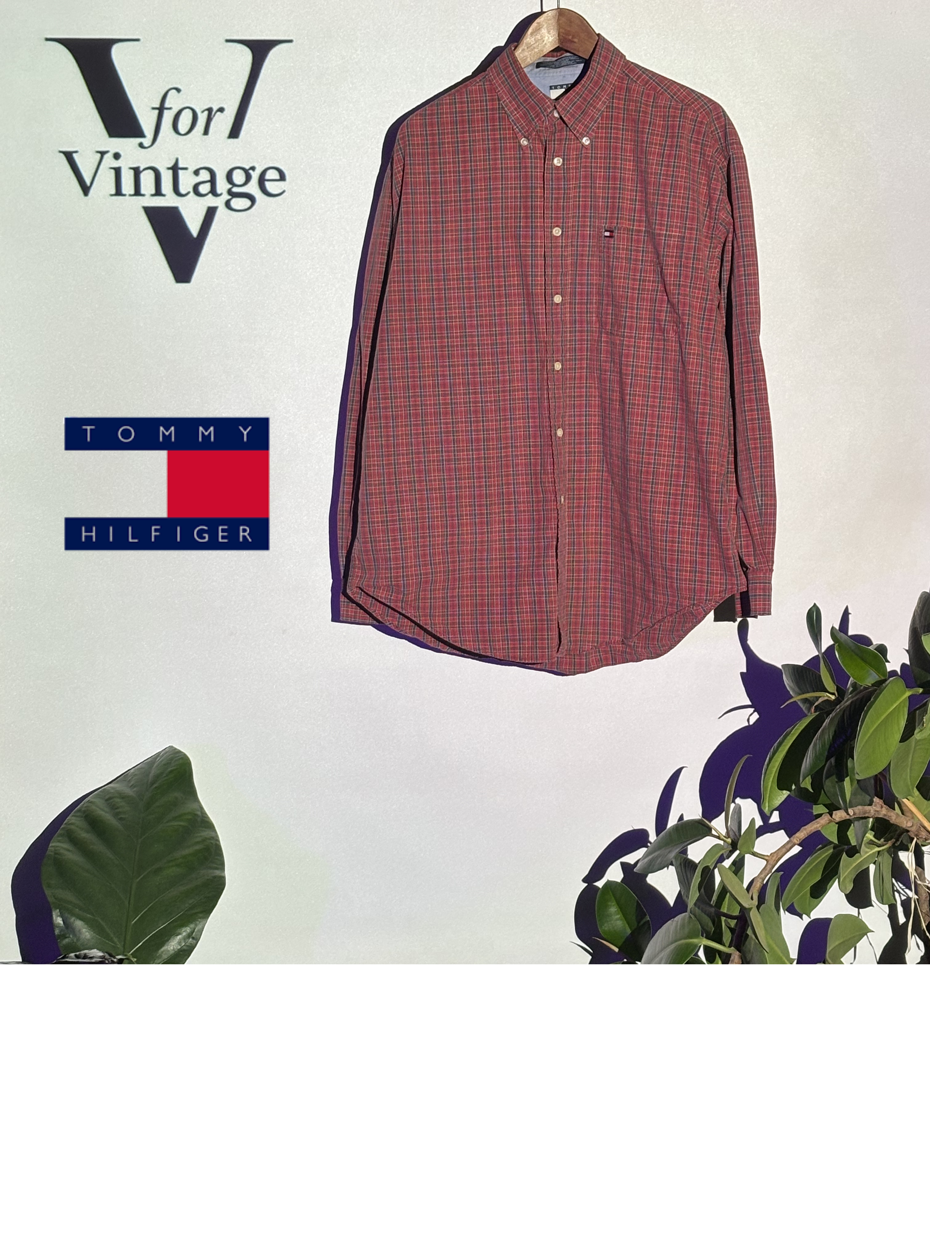 Tommy Hilfiger Button-Up Shirt – Red Plaid – XL – Second Hand