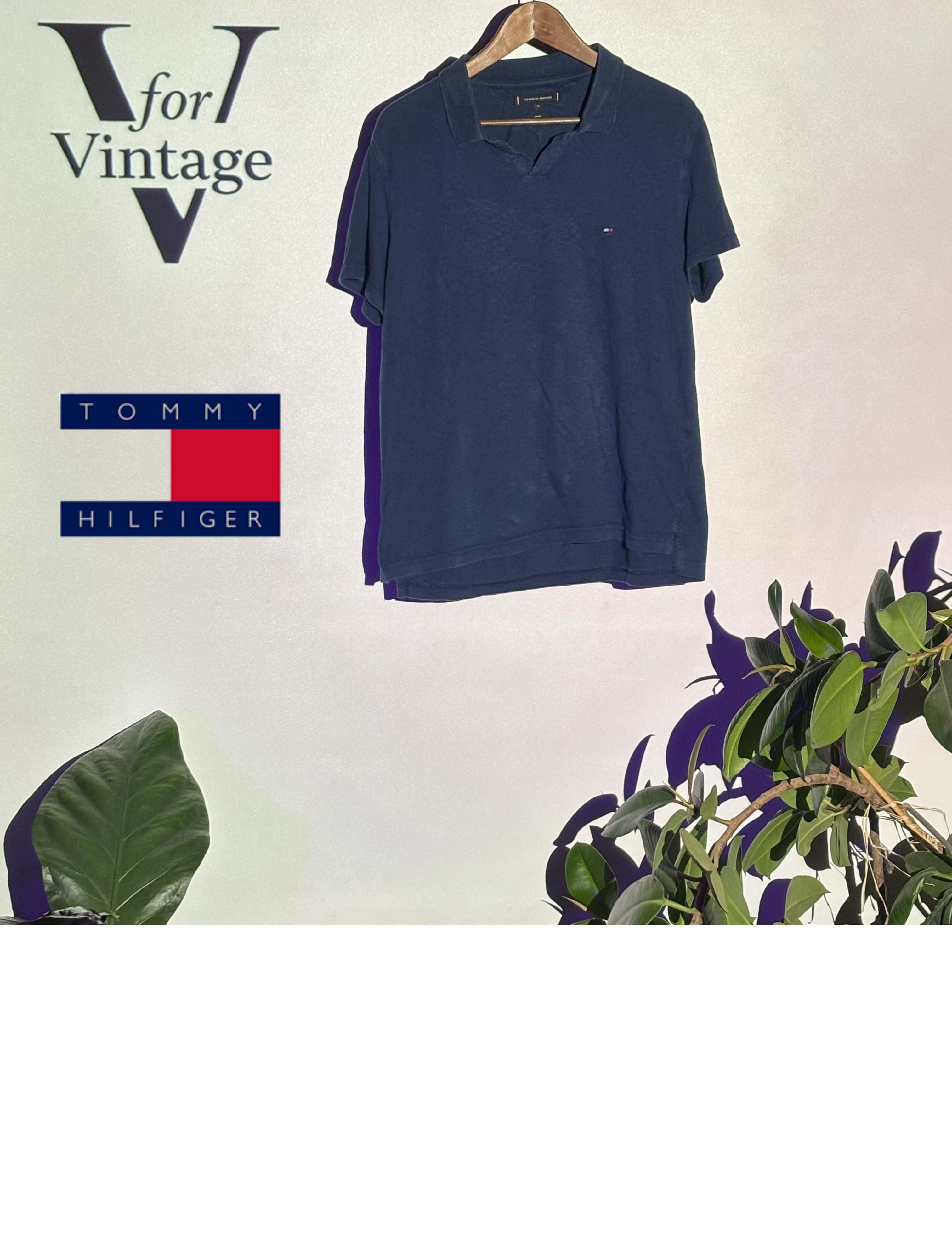 Tommy Hilfiger Polo Shirt – Navy Blue – XL Slim Fit – Second Hand